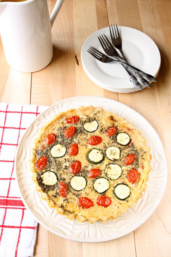 Quiche Provencale | Flavorful quiche featuring zucchini, tomatoes, Parmesan cheese and herbes de Provence. This beautiful quiche is both nutritious and delicious! | heavenlyhomecooking.com