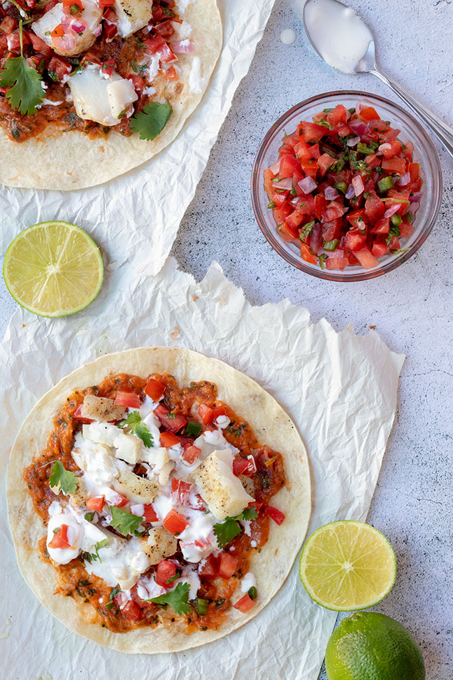 Grilled Fish Tacos with Roasted Tomato Salsa | Fresh and delicious grilled fish tacos with roasted tomatoes and red onions, finished off with homemade Pico de Gallo. Superb! | www. heavenlyhomecooking.com