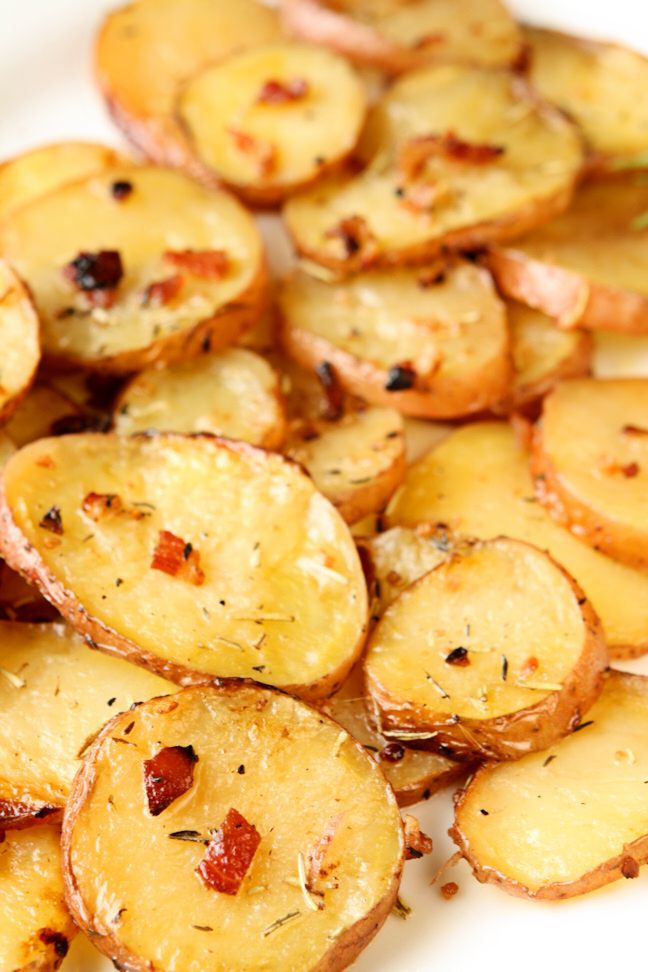 Close-up oven roasted potatoes