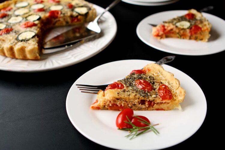Quiche Provencale Flavorful quiche featuring zucchini, tomatoes