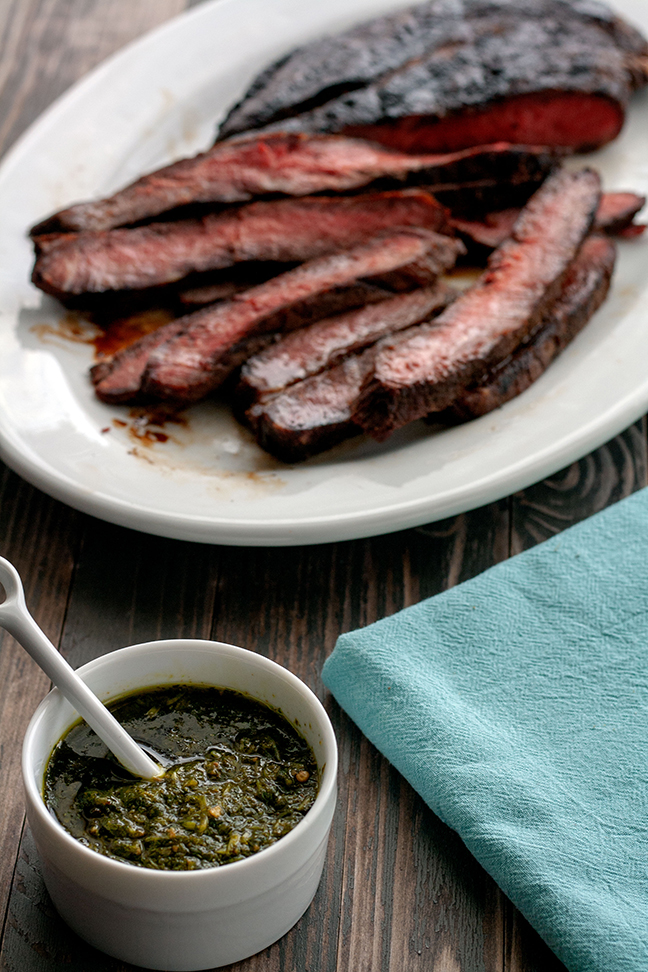 Flat Iron Steak with Chimichurri | This steak practically melts in your mouth. The zesty chimi sauce is the perfect complement. It has just the right kick. Yummy! | www.heavenlyhomecooking.com