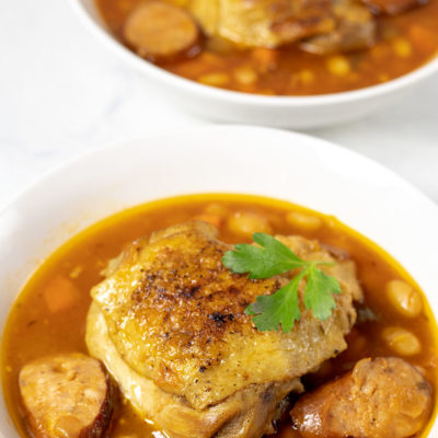 Chicken and Sausage Stew | This delicious chicken and sausage stew is hearty, comforting, delicious and satisfying. It's the perfect family meal! | www.heavenlyhomecooking.com