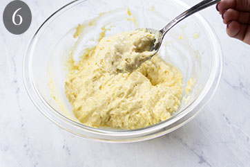 Thick batter in a bowl.