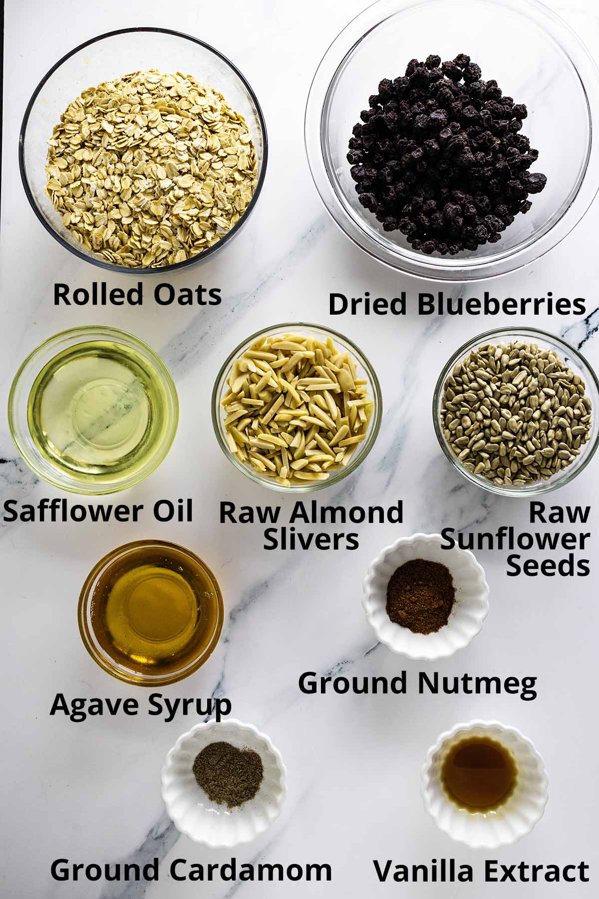 Blueberry granola ingredients