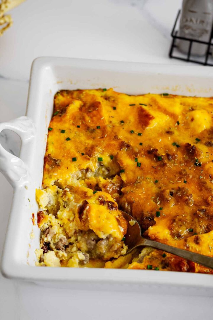 Overnight Sausage Breakfast Casserole (easy!) - Heavenly Home Cooking