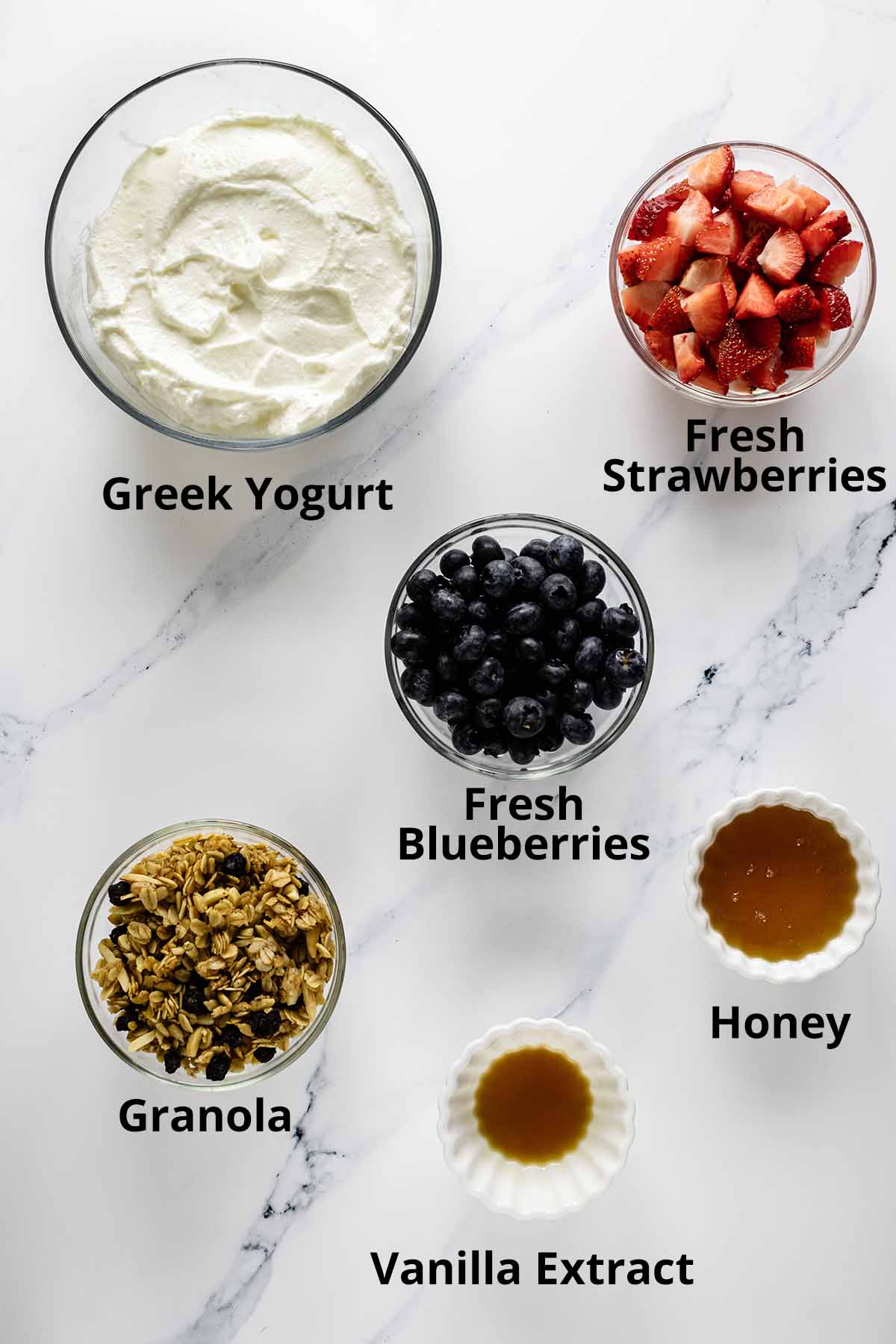 Berry yogurt parfait ingredients