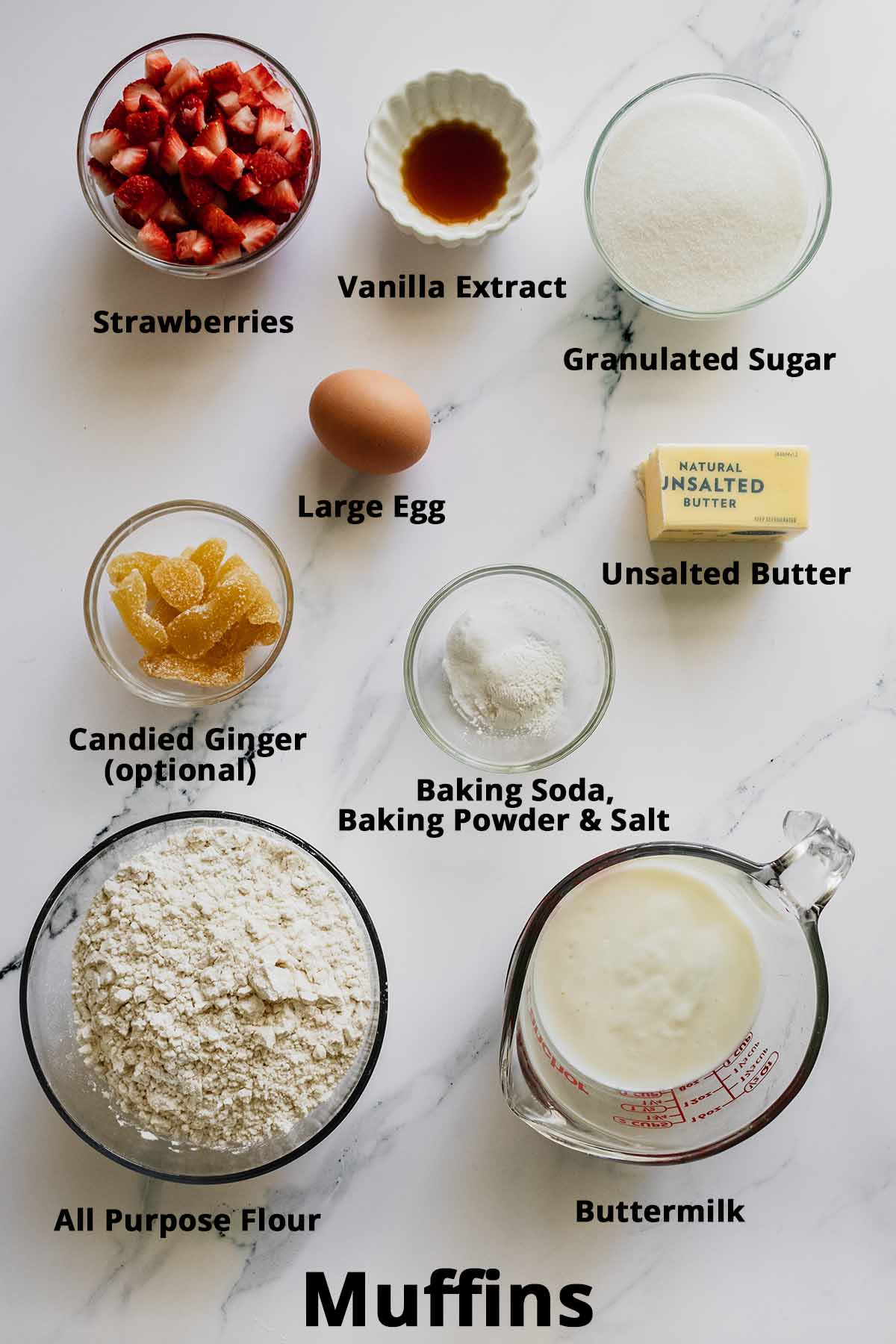 Strawberry muffin ingredients