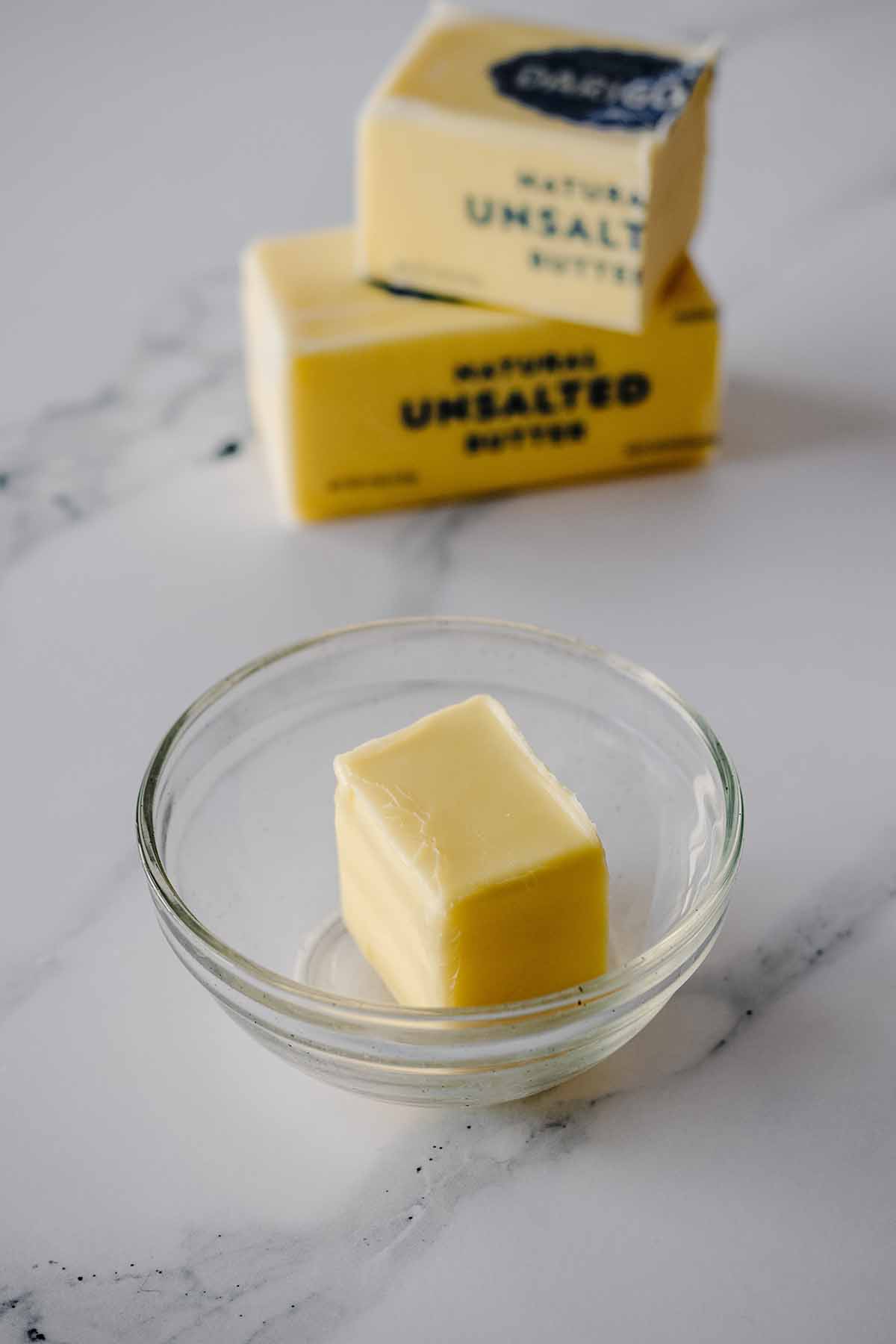 Butter in a small glass bowl