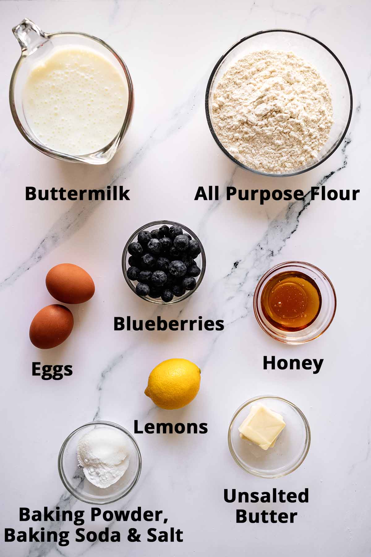 Lemon blueberry pancake ingredients