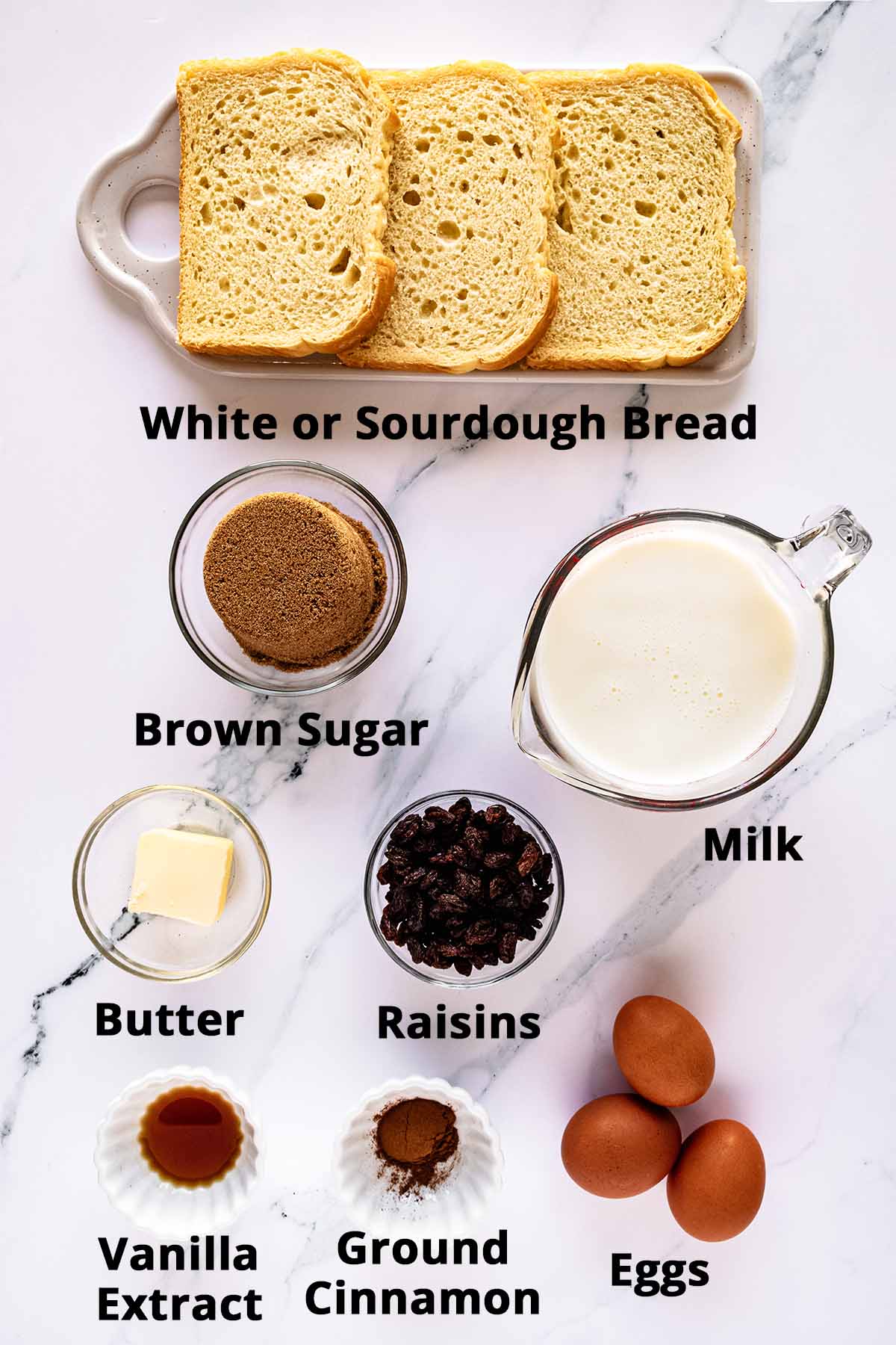 Raisin bread pudding ingredients
