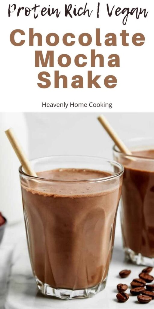 Chocolate Protein Coffee Shake in two glasses with a straw