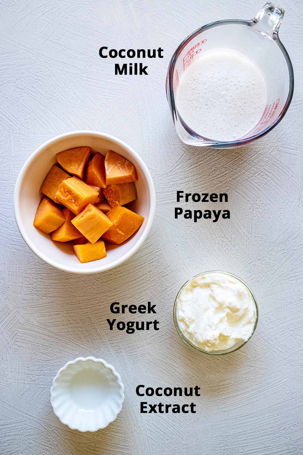 Papaya smoothie ingredients