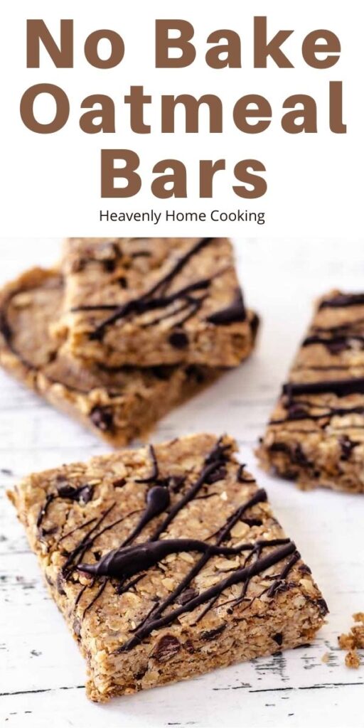 No bake oatmeal peanut butter bars on a weathered wood surface
