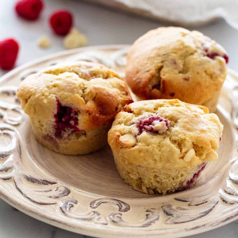 Raspberry and White Chocolate Muffins - Heavenly Home Cooking