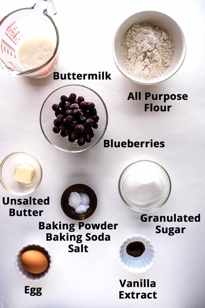 Ingredients of blueberry donut