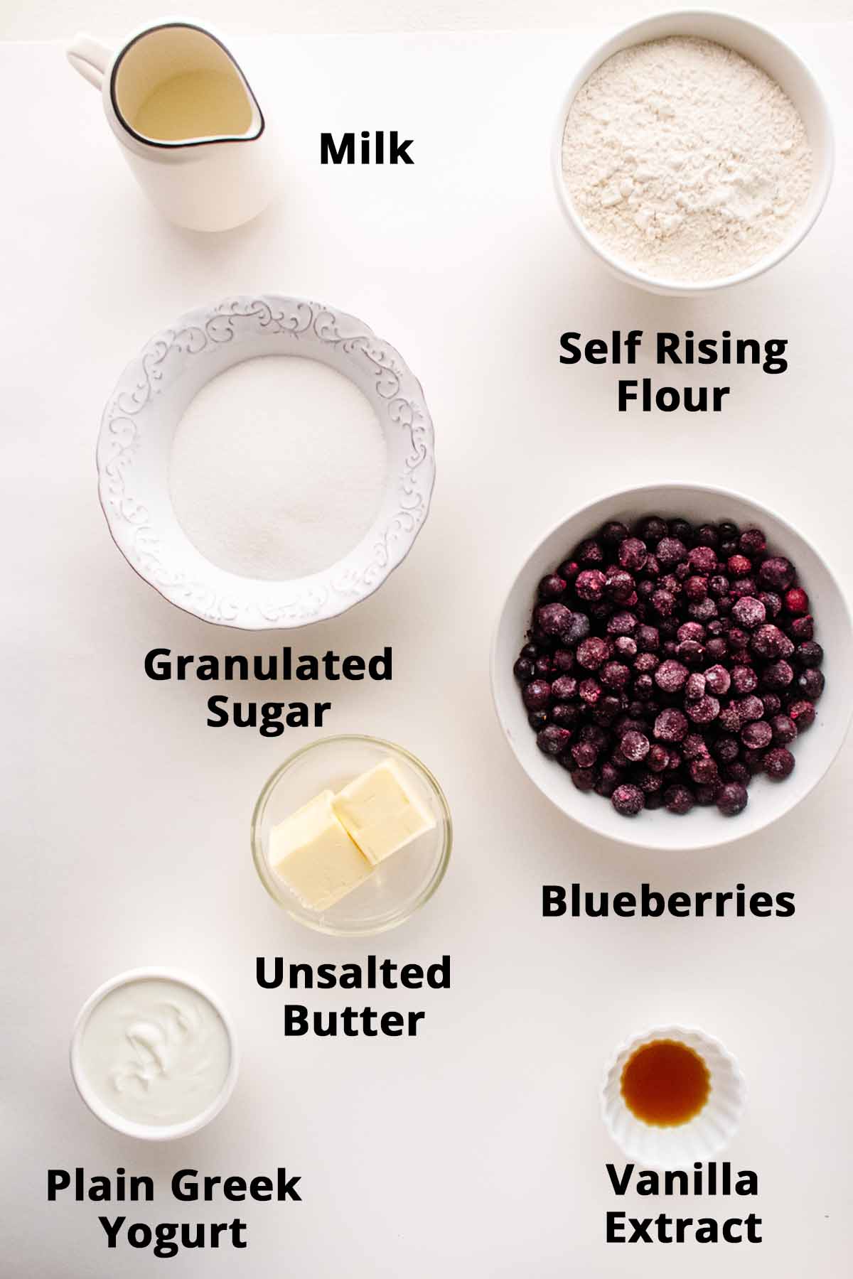 Eggless blueberry muffin ingredients