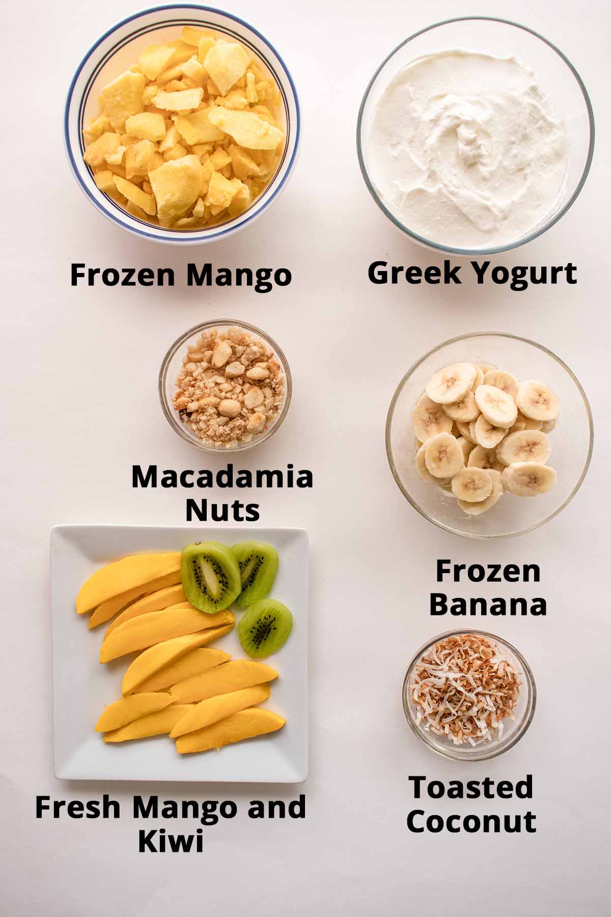 Mango smoothie bowl ingredients