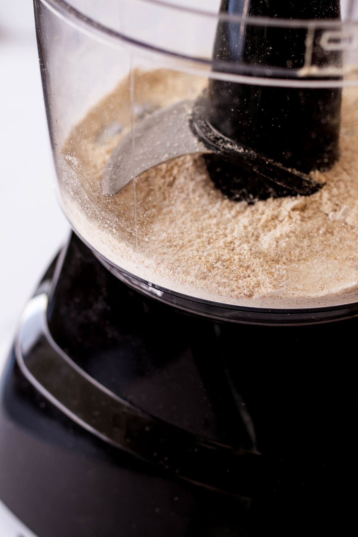 Oat flour in a food processor.