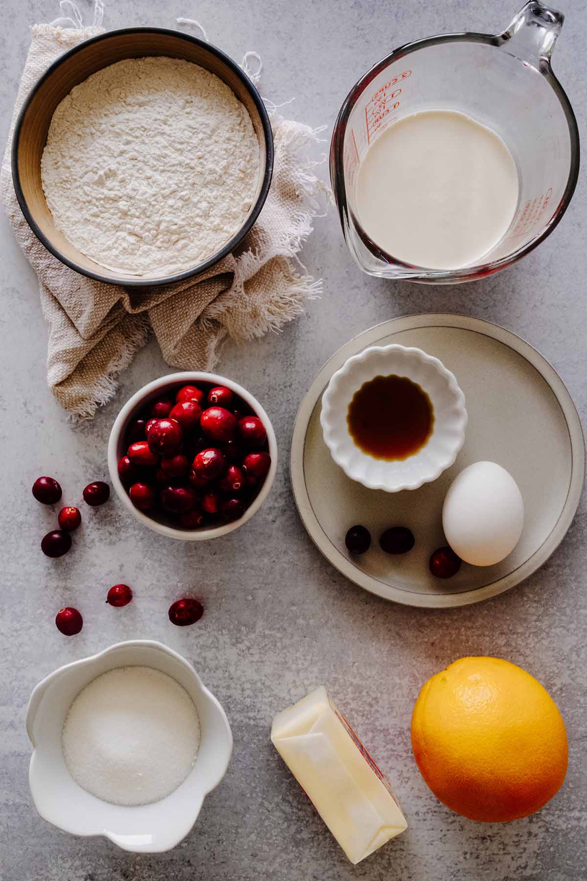 Ingredients for orange blueberry scones