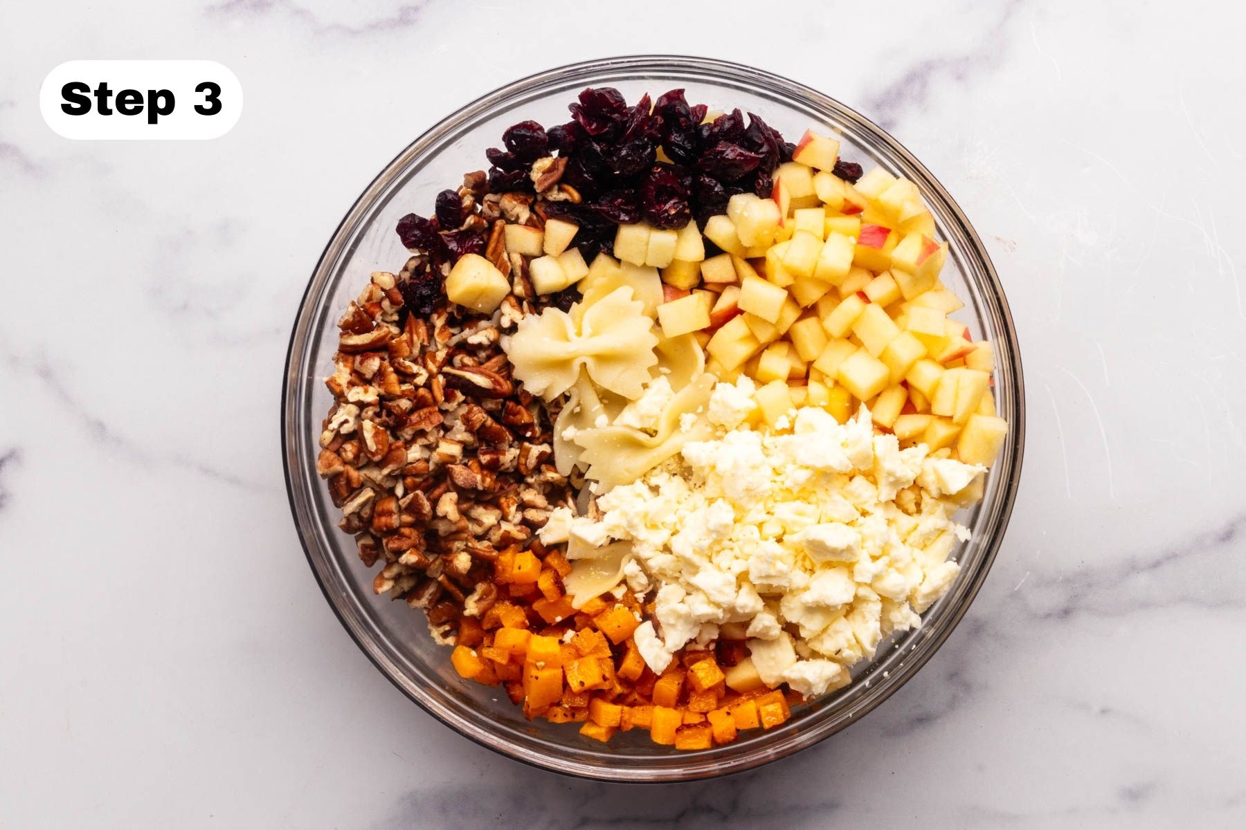 Ingredients in a glass bowl