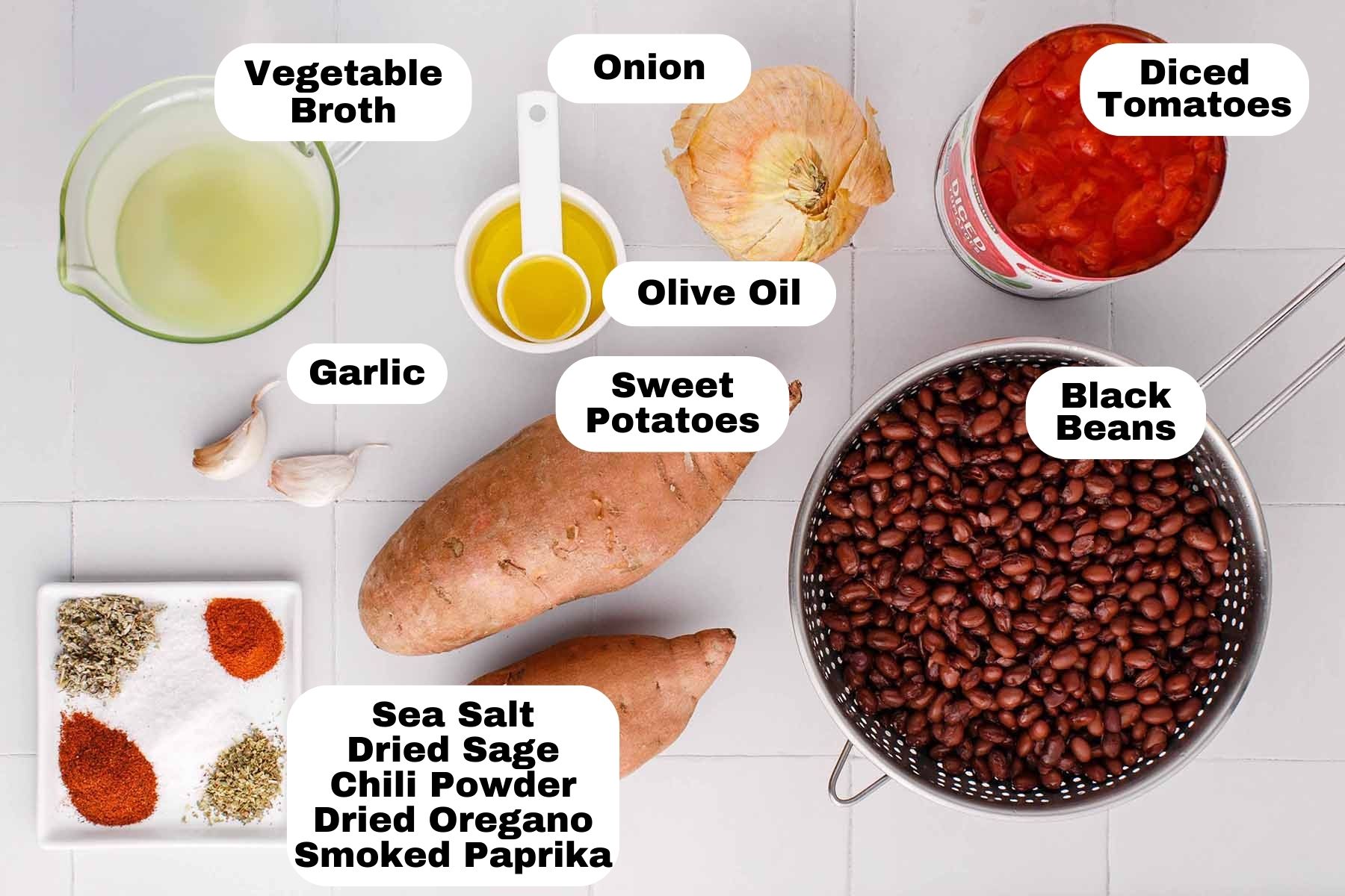 Sweet potato black bean soup ingredients